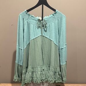 POL Stylish Green Off-Shoulder Blouse